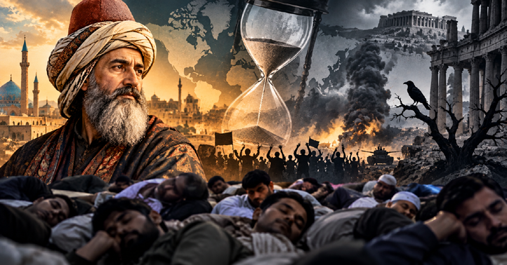 خوابِ غفلت میں قوم اور درویش کی چیخ — جلال الدین سے کیسینڈرا تک
